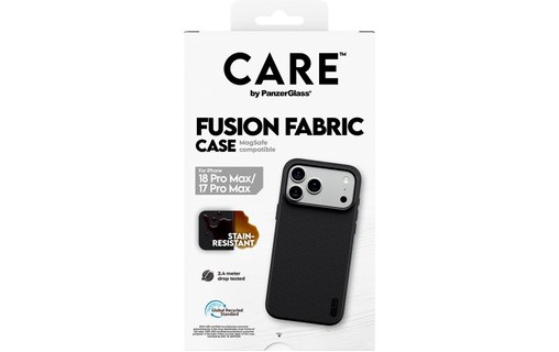 Coque MagSafe pour iPhone 18 Pro Max - PanzerGlass CARE Fusion Fabric - Noire