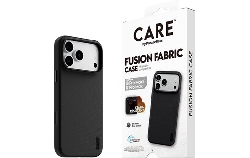 Coque MagSafe pour iPhone 18 Pro Max - PanzerGlass CARE Fusion Fabric - Noire