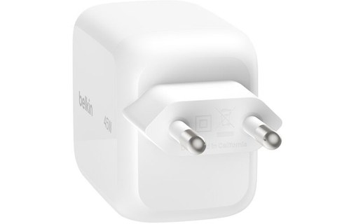Chargeur USB-C avec câble rétractable 45 W - Belkin UltraCharge - Blanc