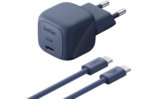 Chargeur USB-C 30 W pour MacBook Neo - Belkin BoostCharge - Bleu