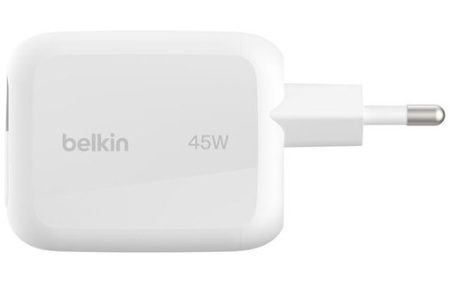 Chargeur USB-C avec câble rétractable 45 W - Belkin UltraCharge - Blanc