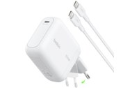 Chargeur USB-C 100 W broches pliables - avec câble - Belkin BoostCharge - Blanc