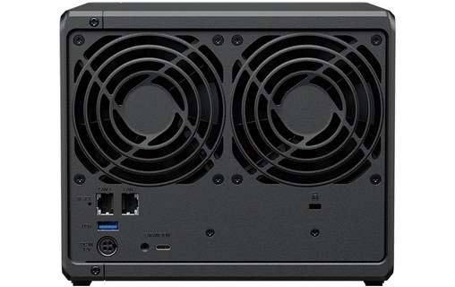 Connectique arrière du NAS Synology DS925neo+ avec deux ports réseau