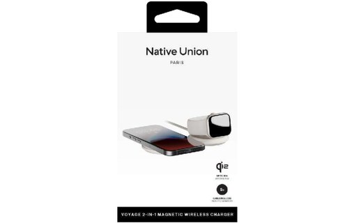 Chargeur sans fil pour iPhone - Native Union Voyage 2-en-1 - Sable