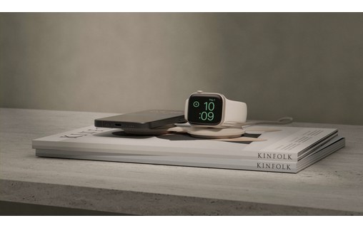 Chargeur Native Union Voyage avec iPhone et Apple Watch sur une table de chevet
