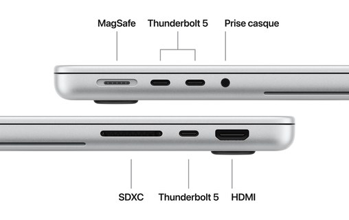 Apple MacBook Pro 14" PROLED XDR M5 Max 18/32 coeurs - 2 To / 36 Go Argent