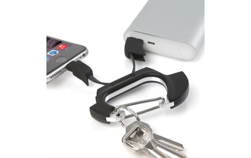 Nomad Clip Noir - Câble-mousqueton USB vers micro-USB