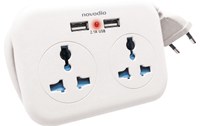 Novodio USB Travel Extender - Rallonge 2 prises universelles + 2 ports USB 2,1A