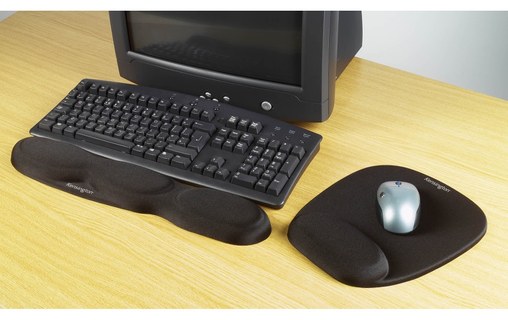 Kensington Tapis de souris noir en mousse, repose-poignets intégré