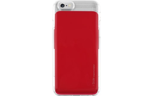 Skinplayer I-Slide Transparent/Rouge - Coque avec rangement CB pour iPhone 6/6s