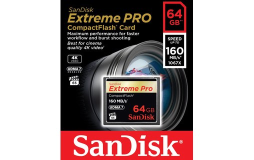 SanDisk Extreme PRO CompactFlash CFXC UDMA7 64 Go 160 Mo/s