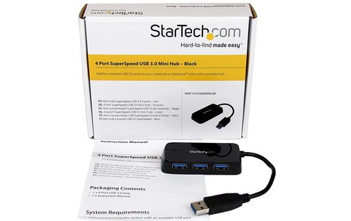 StarTech.com Hub USB 3.0 4 ports - Mini Hub USB3 Externe Portable avec câble int