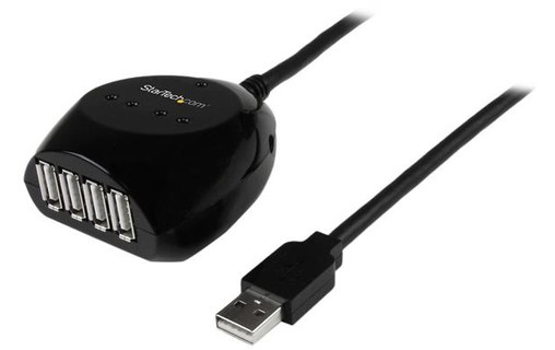 StarTech.com Câble USB 2.0 actif de 15m - Rallonge USB 2.0 avec hub à 4 ports -