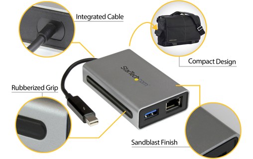 StarTech.com Adaptateur Thunderbolt vers Gigabit Ethernet plus USB 3.0 - Convert