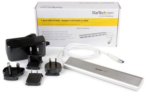 StarTech.com Hub USB 3.0 compact à 7 ports avec câble intégré - Argent