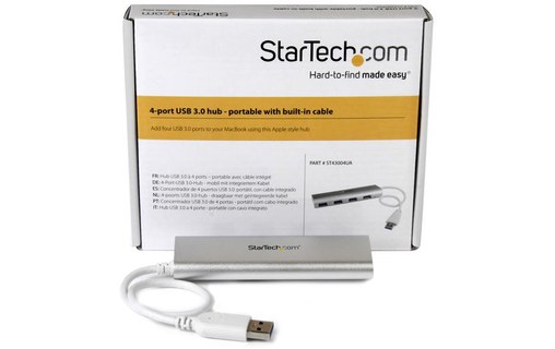 StarTech.com Hub USB 3.0 compact à 4 ports avec câble intégré - Argent