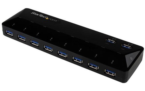 StarTech.com Hub USB 3.0 à 10 ports avec ports de charge et synchronisation - 2x