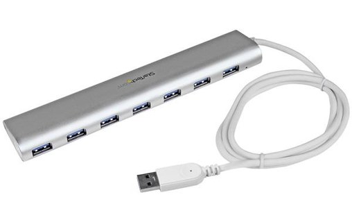 StarTech.com Hub USB 3.0 compact à 7 ports avec câble intégré - Argent