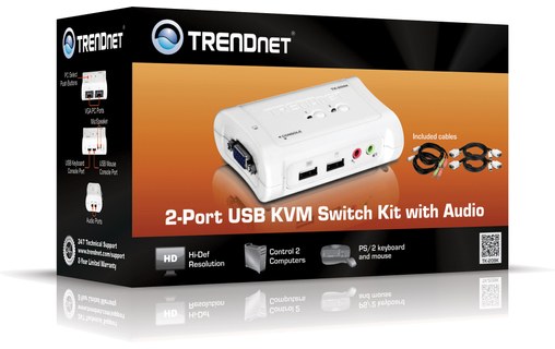 TrendNet TK-209K Blanc Commutateur KVM 2 ports - USB + Audio