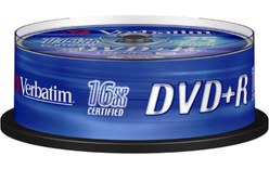 MEDIA DVD+R 4.7Go 16X VERBATIM Cloche 25 DVD
