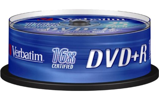 MEDIA DVD+R 4.7Go 16X VERBATIM Cloche 25 DVD