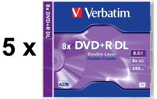 Média DVD+R 8.5Go 8x double couche pack de 5 Verbatim
