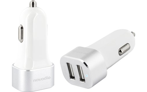 Novodio Dual Car Fast Charger Silver - Chargeur voiture iPhone USB 2 X 2,4A