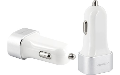 Novodio Dual Car Fast Charger Silver 2 X 2,4A + Câble Lightning