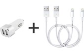 Novodio Dual Car Fast Charger Silver 2 x 2,4A + 2 x Câble Lightning