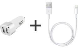 Novodio Dual Car Fast Charger Silver 2 X 2,4A + Câble Lightning