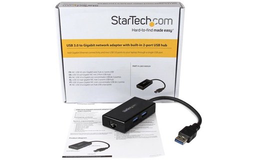 StarTech.com Adaptateur réseau USB 3.0 vers Gigabit Ethernet avec hub USB 3.0 à