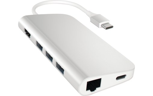 Satechi Adaptateur multi-ports Argent - HDMI 4K, USB 3.0, Ethernet, SD, microSD