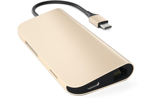 Satechi Adaptateur multi-ports Or - HDMI 4K, USB 3.0, Ethernet, SD, microSD