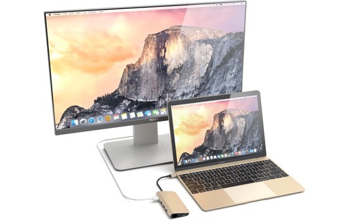Satechi Adaptateur multi-ports Or - HDMI 4K, USB 3.0, Ethernet, SD, microSD