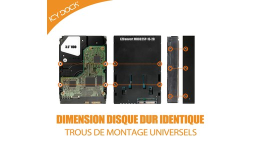 ICY DOCK MB882SP-1S-2B Boîtier convertisseur 3,5" SATA pour disque dur 2,5"/SSD