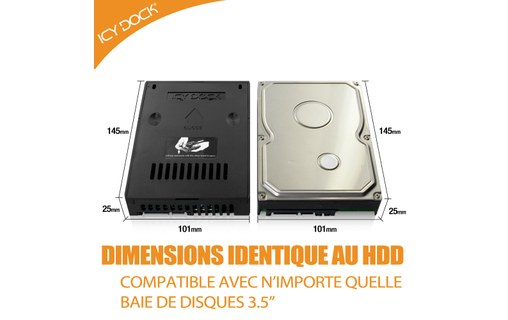 ICY DOCK MB882SP-1S-2B Boîtier convertisseur 3,5" SATA pour disque dur 2,5"/SSD