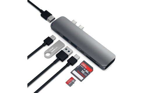 Satechi Pro Hub Adapter Gris Sidéral - Dock Thunderbolt 3 MacBook Pro Touch Bar