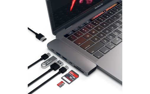Satechi Pro Hub Adapter Gris Sidéral - Dock Thunderbolt 3 MacBook Pro Touch Bar