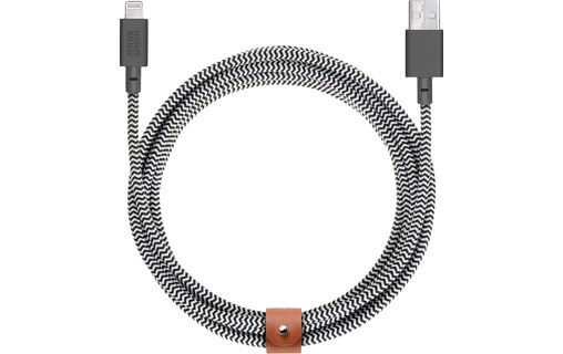 Native Union Belt Cable XL Zebra - Câble Lightning vers USB 3 m