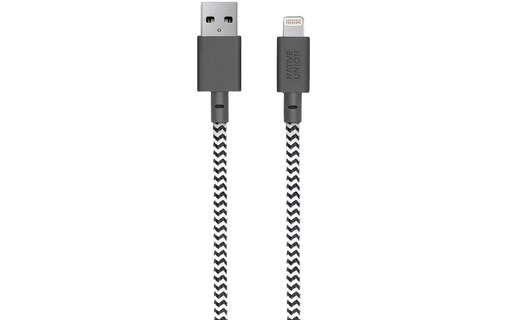 Native Union Belt Cable XL Zebra - Câble Lightning vers USB 3 m