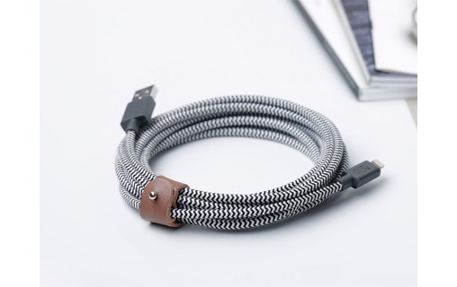 Native Union Belt Cable XL Zebra - Câble Lightning vers USB 3 m
