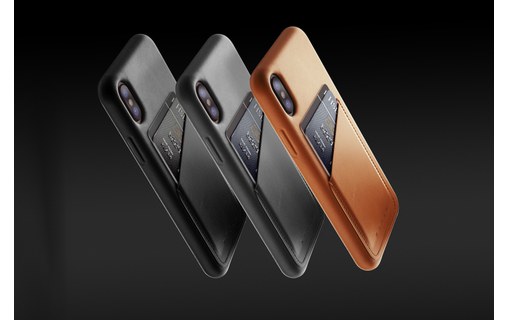 Mujjo Full Leather Wallet Case Bleu - Coque pour iPhone X / XS