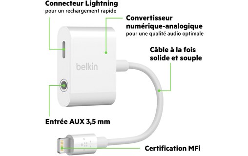BELKIN Adaptateur 3,5 mm RockStar audio + recharge