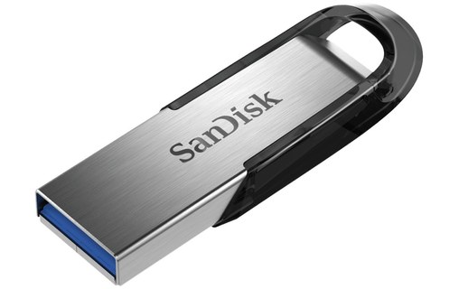 Clé USB SanDisk Ultra Flair 32 Go - Argent, Noir, Métal - USB 3.2