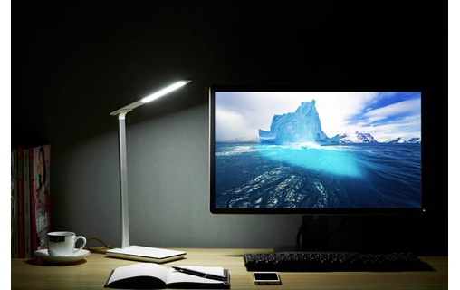 TableLight Blanc - Lampe de bureau LED avec chargeur induction Qi