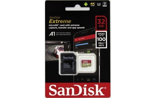 Carte microSDHC SanDisk Extreme 32 Go avec adaptateur SD, UHS-I, V30