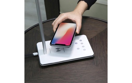 TableLight Blanc - Lampe de bureau LED avec chargeur induction Qi