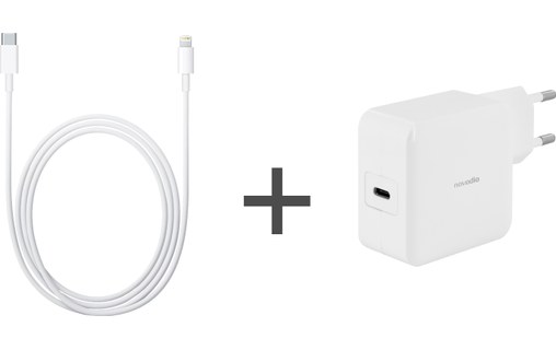 Novodio USB-C Charger (Type-C 29 W) + Cable Apple Lightning vers USB-C 2m