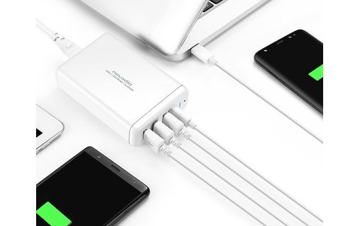 Novodio USB-C Multiport Charger - Chargeur iPhone/Macbook Pro QC 3.0 75W USB-C/A