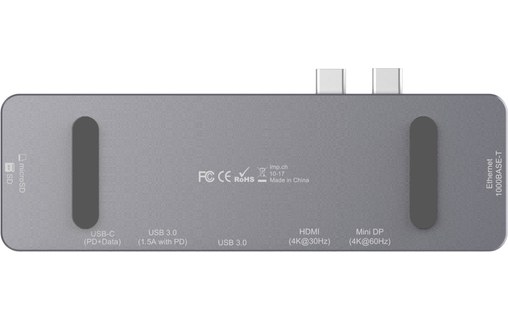 LMP USB-C Compact Dock 4K gris sidéral - Dock USB-C 8 ports